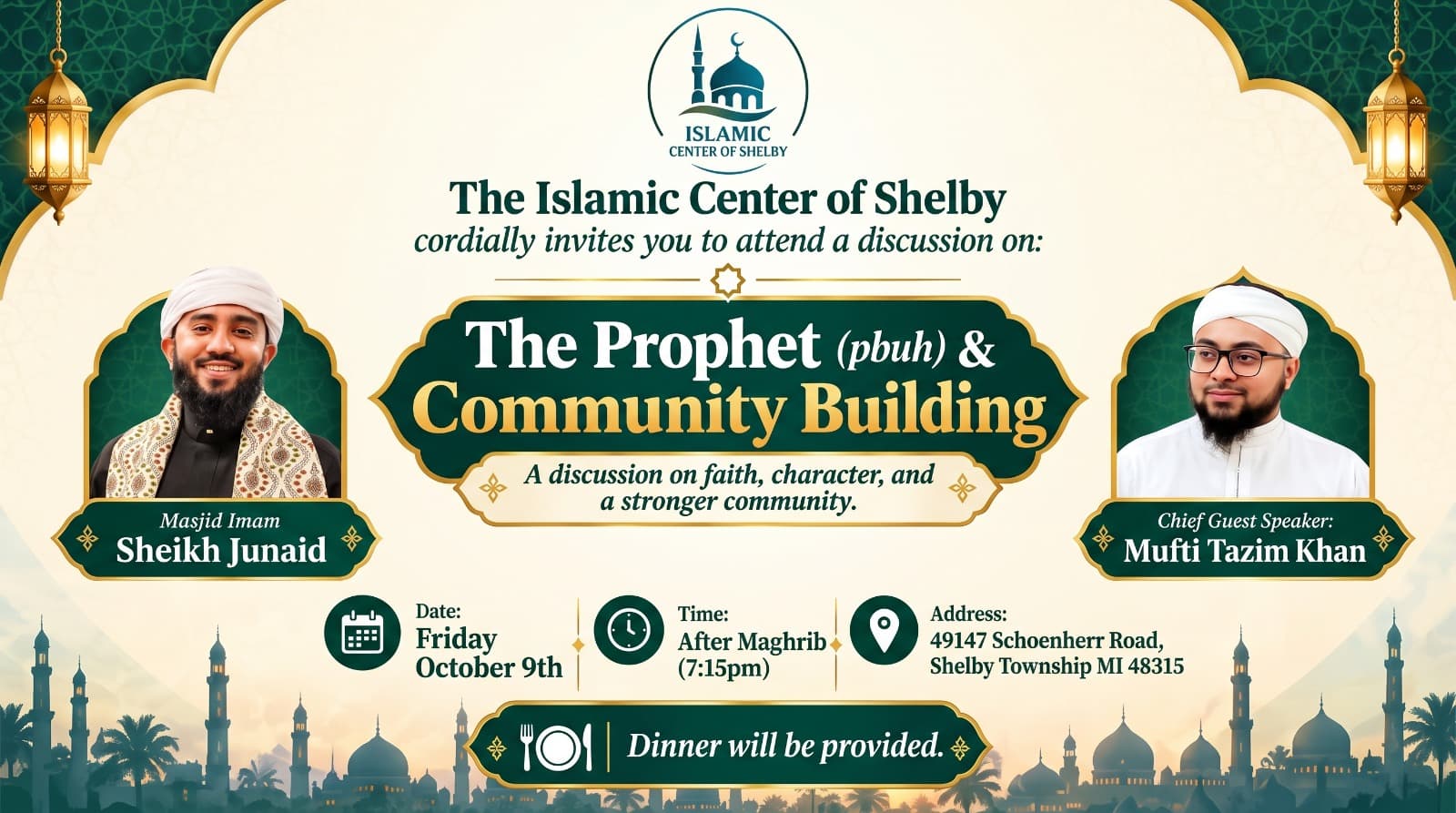 Upcoming event announcement from Islamic Center of Shelby